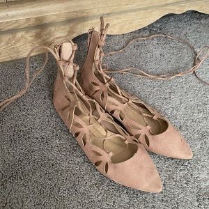 Forever 21 Blush Lace Up Flats